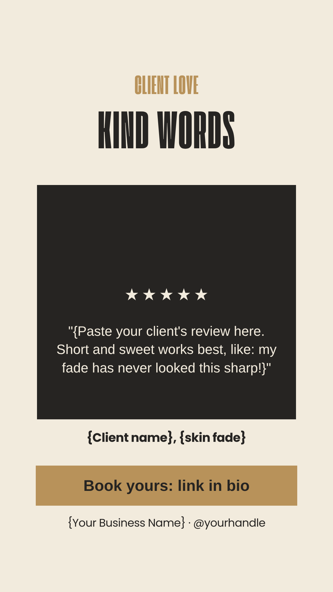 Hair and barber client review Story template