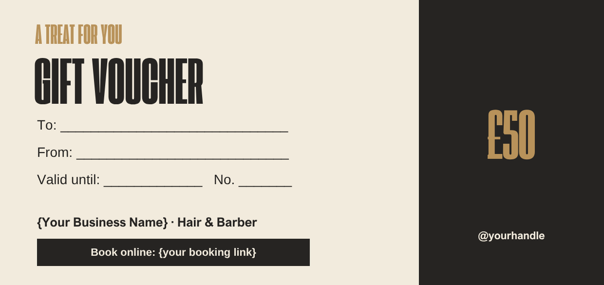 Hair and barber gift voucher template