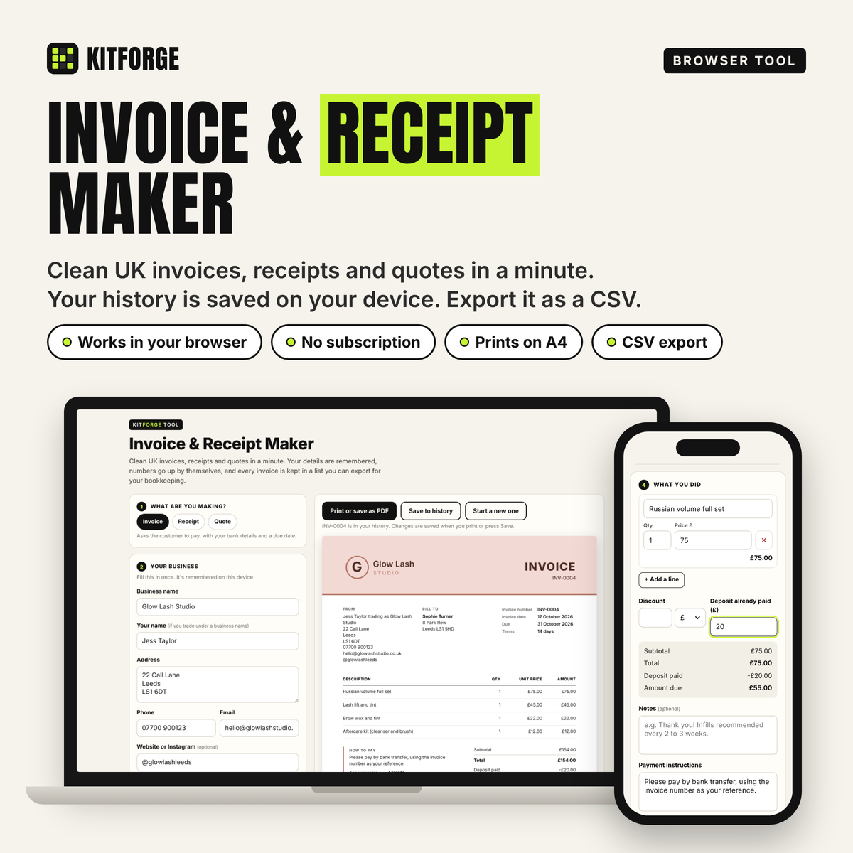 KitForge Invoice receipt and quote maker 1