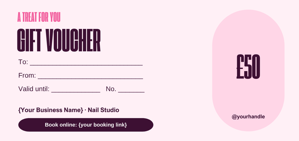 Nail salon gift voucher template, DL size