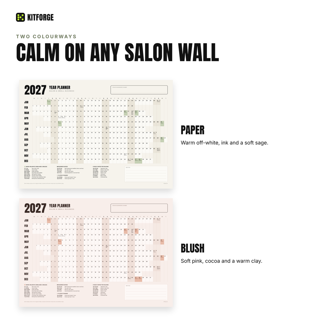 KitForge 2027 planner colourways