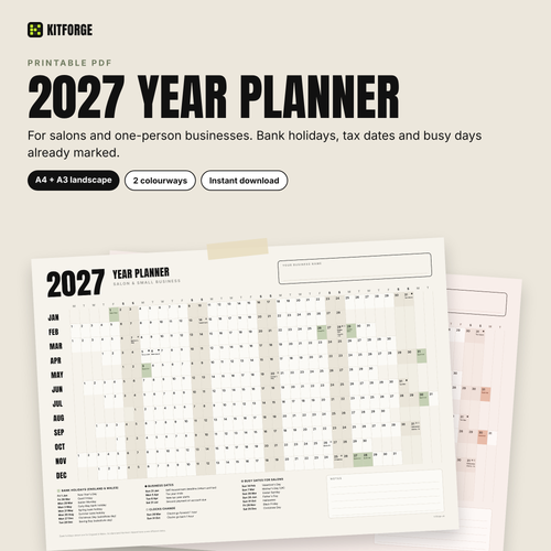KitForge 2027 year planner printable