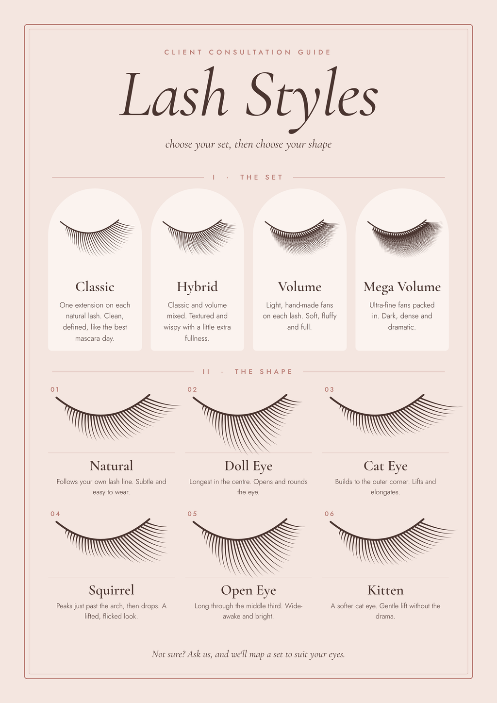 Lash styles consultation chart poster