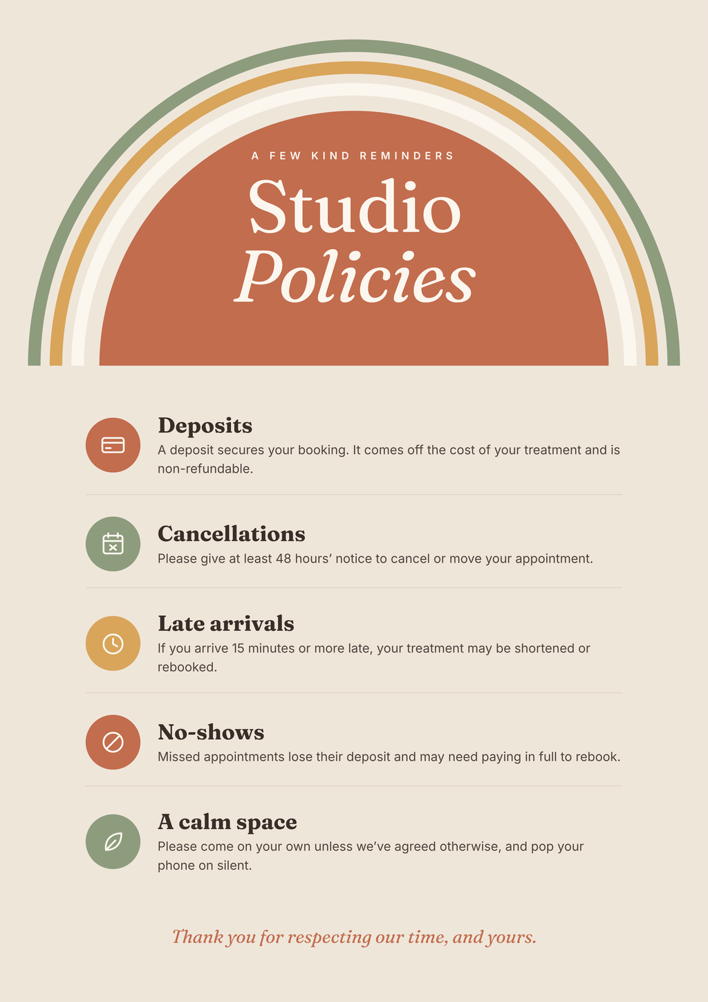 Studio policies sign
