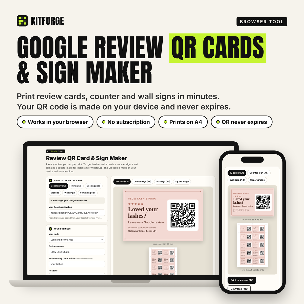 KitForge Review QR card and sign maker 1