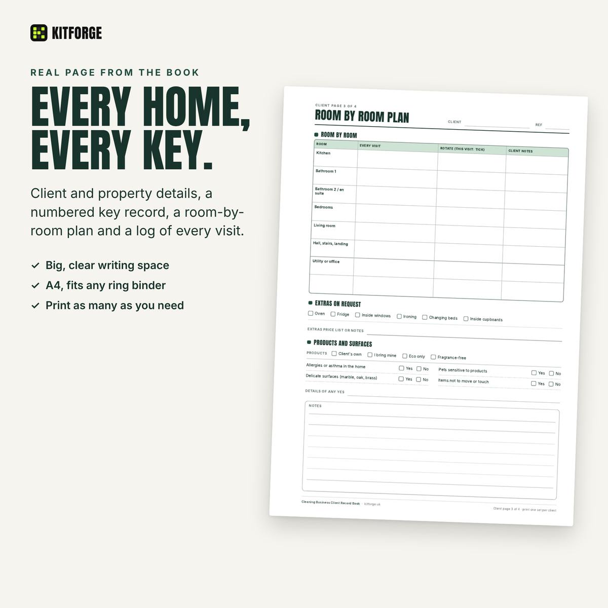 Room by room cleaning plan page
