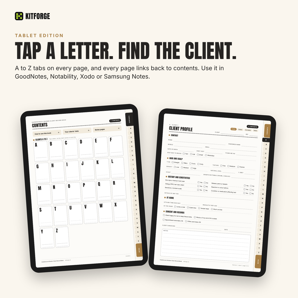 KitForge Hairdresser and Barber tablet version