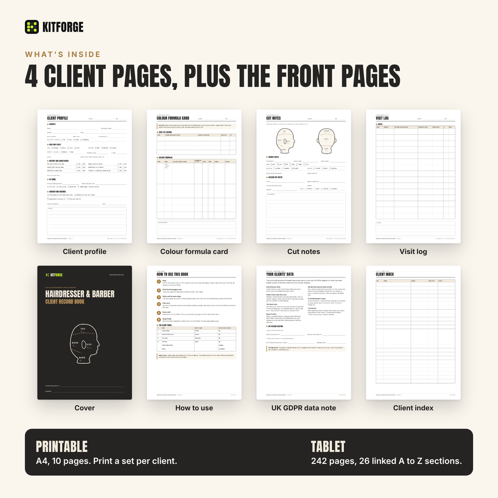 KitForge Hairdresser and Barber inside pages