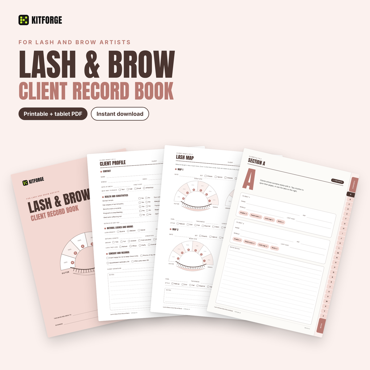 KitForge Lash and Brow client record book cover