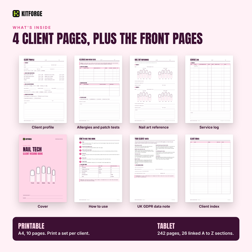 KitForge Nail Tech inside pages