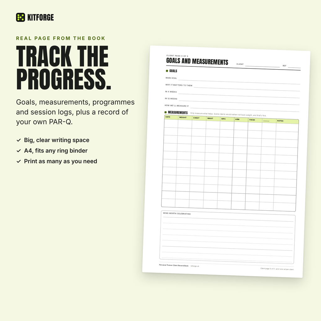 KitForge Personal Trainer client record page