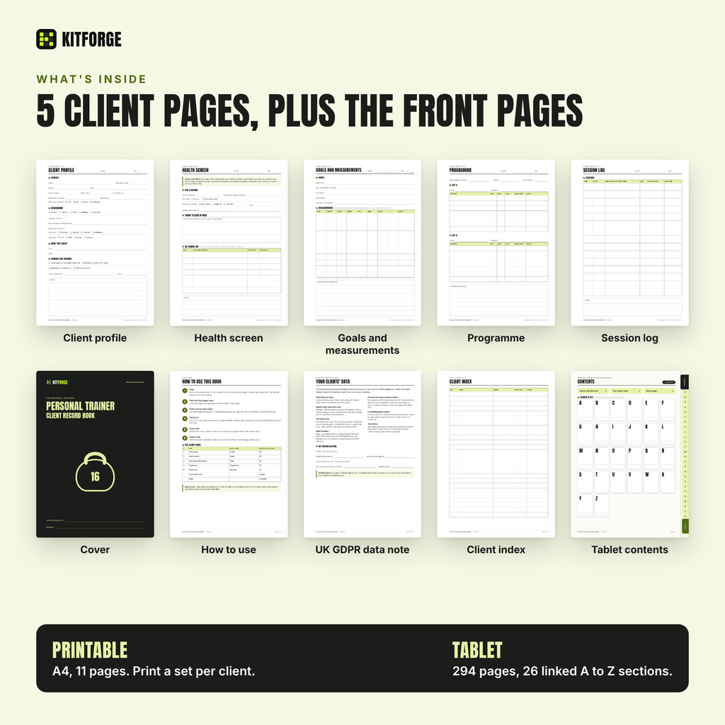 KitForge Personal Trainer inside pages